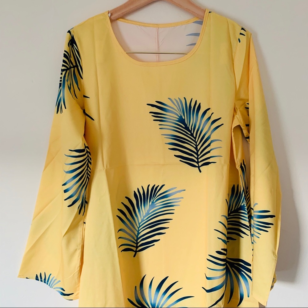 Yellow O-neck Floral Midi Dress - Picture 4 of 8